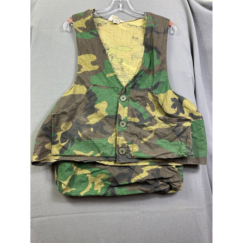 Key Imperial Vintage Camo Ripstop Hunting Vest Mens XL Made in USA Woodland Camo